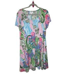 Ivy Lane Women's Paisley Print Short Sleeve Dress Multicolor Size XL